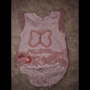 Pink Butterfly Ruffle Bodysuit